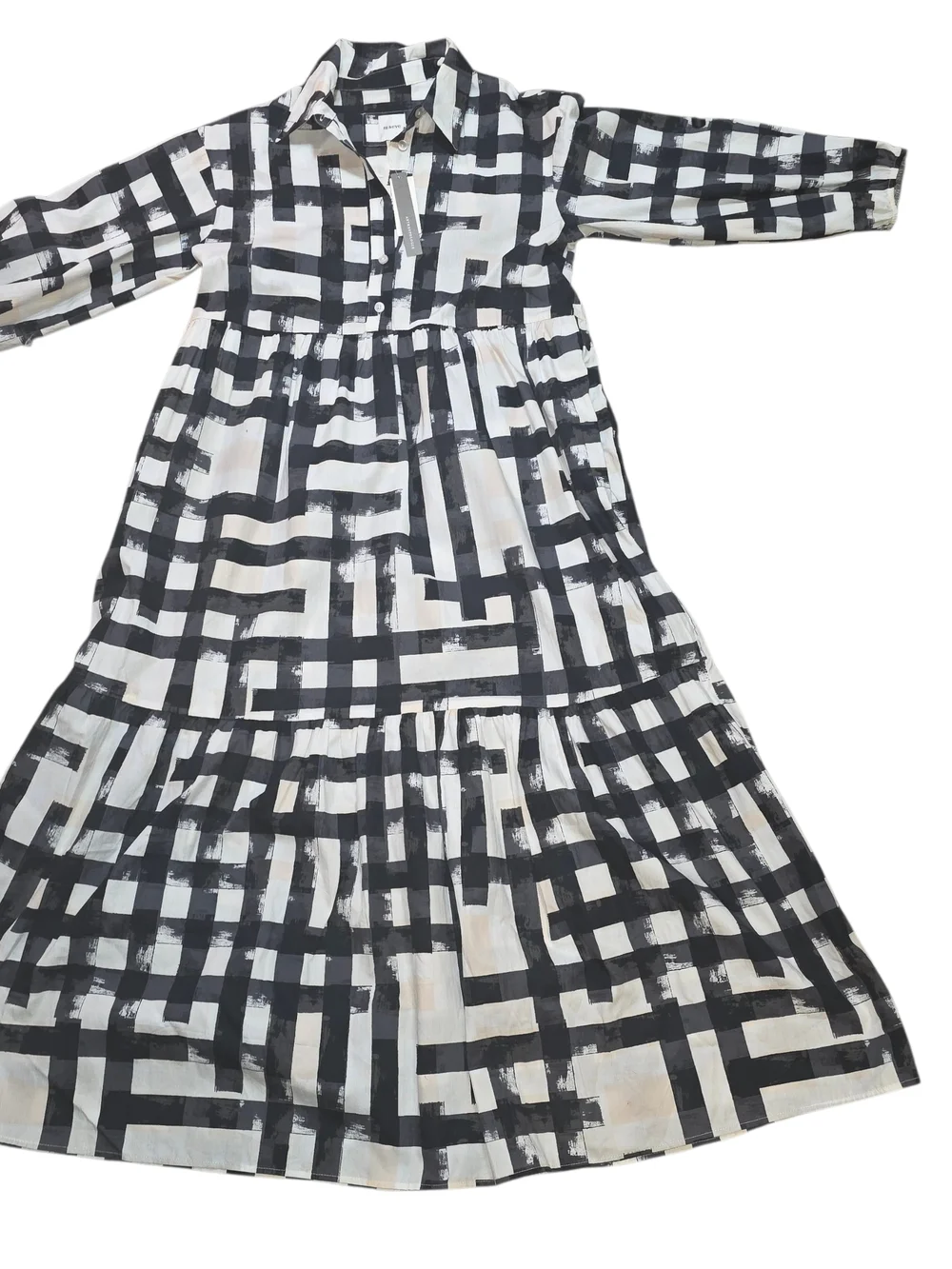 Maeve by Anthropologie Bettina Shirt Dress black/white abstract print, XS NWT - Picture 3 of 9